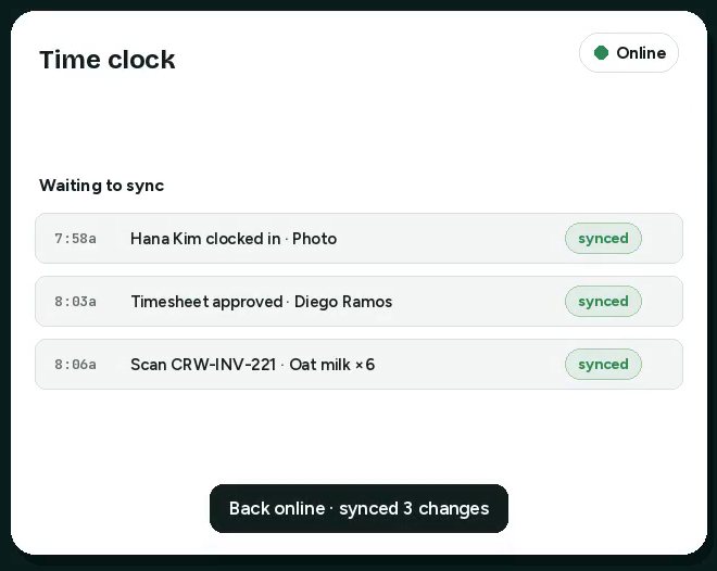 Offline banner with three changes waiting to sync